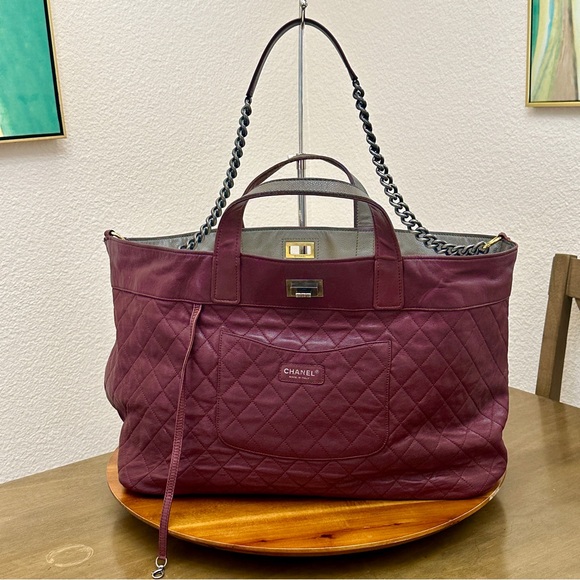 ❤️CHANEL RARE MADEMOISELLE GLAZED CAVIAR OVERSIZED GRAND SHOPPING REVERSIBLE BAG - Picture 1 of 16